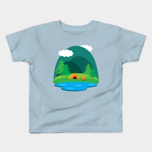 Camping Adventure Vector Landscape Kids T-Shirt